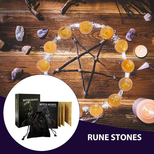Rune Set, Divination Stones with Guide Book, Spiritual Decor Tools 2