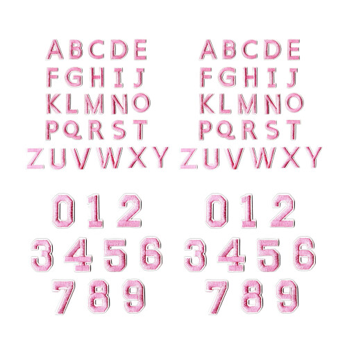 72 stuks wasbare letternummer naaipatches stevig-Roze