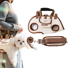 Dog Carrier Secure Crossbody Sling Harness With Leash Clip White Size M Hands For Small To Large Dogs
