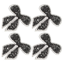 4Stk. Schleife Aufbügel Patch Strass Applikation Zum Schwarz