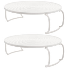 4 Pcs Rounded Microwave Oven Rack Steaming Tray Kitchen Accessory