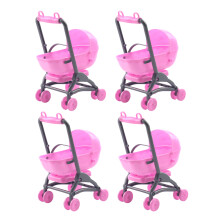 8 Pcs Simulation Baby Doll Stroller Toy Pink