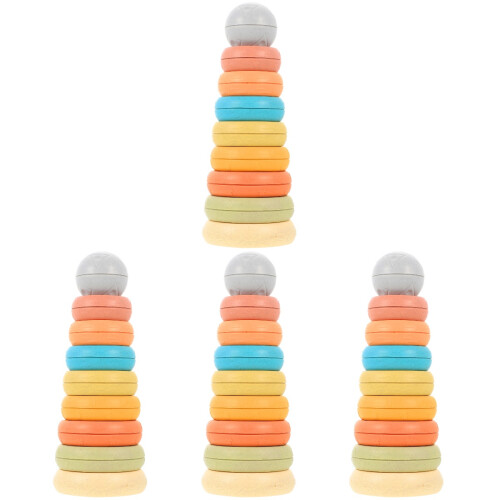 4 Sets Colored Stackable Silicone Ring Baby Stacking Toy 1