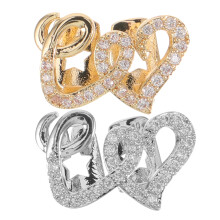 2Pcs Decorative Multi Color Heart Charms Copper Teeth Grill for Party