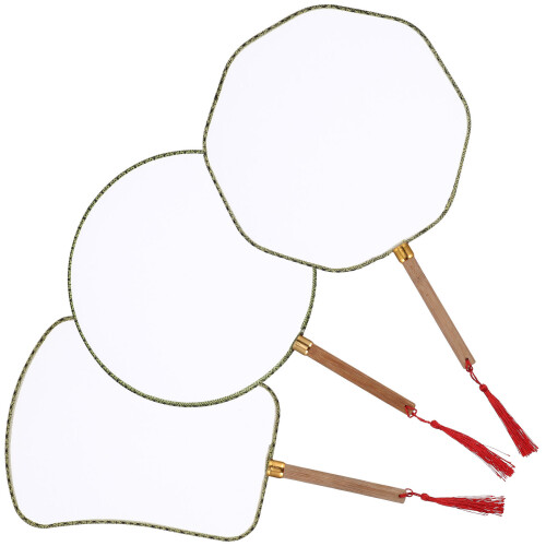 9 Pcs Decorative Painting Fan Hand Blank Diy Drawing Accessory