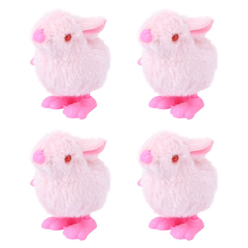 8 Pcs Clockwork Stuffed Rabbit Plush Wind Up Hopping Toy For Kids