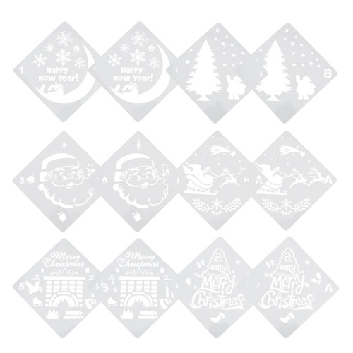 24 Pcs Creative Christmas Painting Stencils White 1