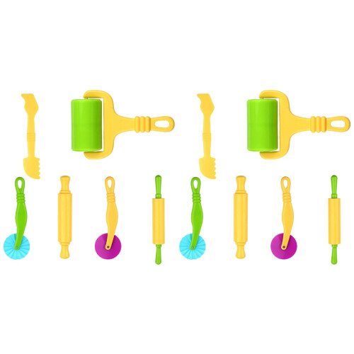 12 Pcs Diy Handheld Roller Plastic Clay Dough Tool For 1