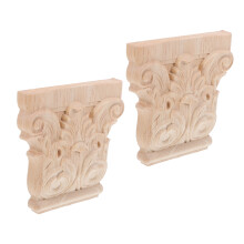 2Pcs Light Yellow Wood Corbels European Style Decorative Wall Bracket