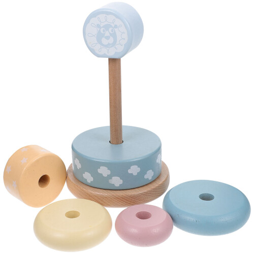 One Set Wooden Stackable Ring Tower Game Toy 2