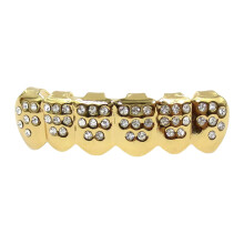 Goldplated tooth – Hiphop teeth, goldplated grillz with rhinestones Cosplay accessory