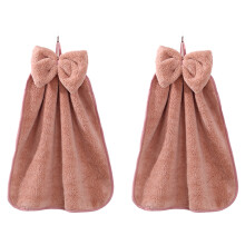 Microfiber Quick Dry Absorbent Coral Fleece Kitchen Bath Towels, High-quality Coral Velvet Fabric Hanging Loops for Easy Maintenance, Lovely Bow Desig