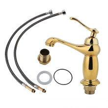 Ceramic Porcelain Faucet, Modern Bathroom Mixer Tap, Gold Gourd All-copper Water-saving Tap with Multi-layer Shiny Plating, Straight Plate
