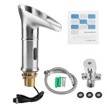 Energy Efficient Touchless Faucet, Stylish Design, Hands-Free Operation, Durable Brass, Suitable for Bathroom, Office, Hotel, Germ-Free Experience