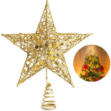 Retro Star Treetop, Easy Attachment For Christmas Home Decoration, Unique Eye-Catching 10 Inches Glittered Christmas Tree Topper, Strong Festival Atmo