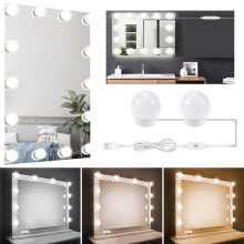 Hollywood Vanity Mirror, Szabályozható LED izzók professzionális sminkhez, Falra szerelhető vagy asztali opciók, Könnyű telepítés USB