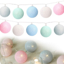 Décoration idéale pour Noël, les mariages, les fêtes et Halloween : guirlandes lumineuses à boules de coton, lumières LED économes en