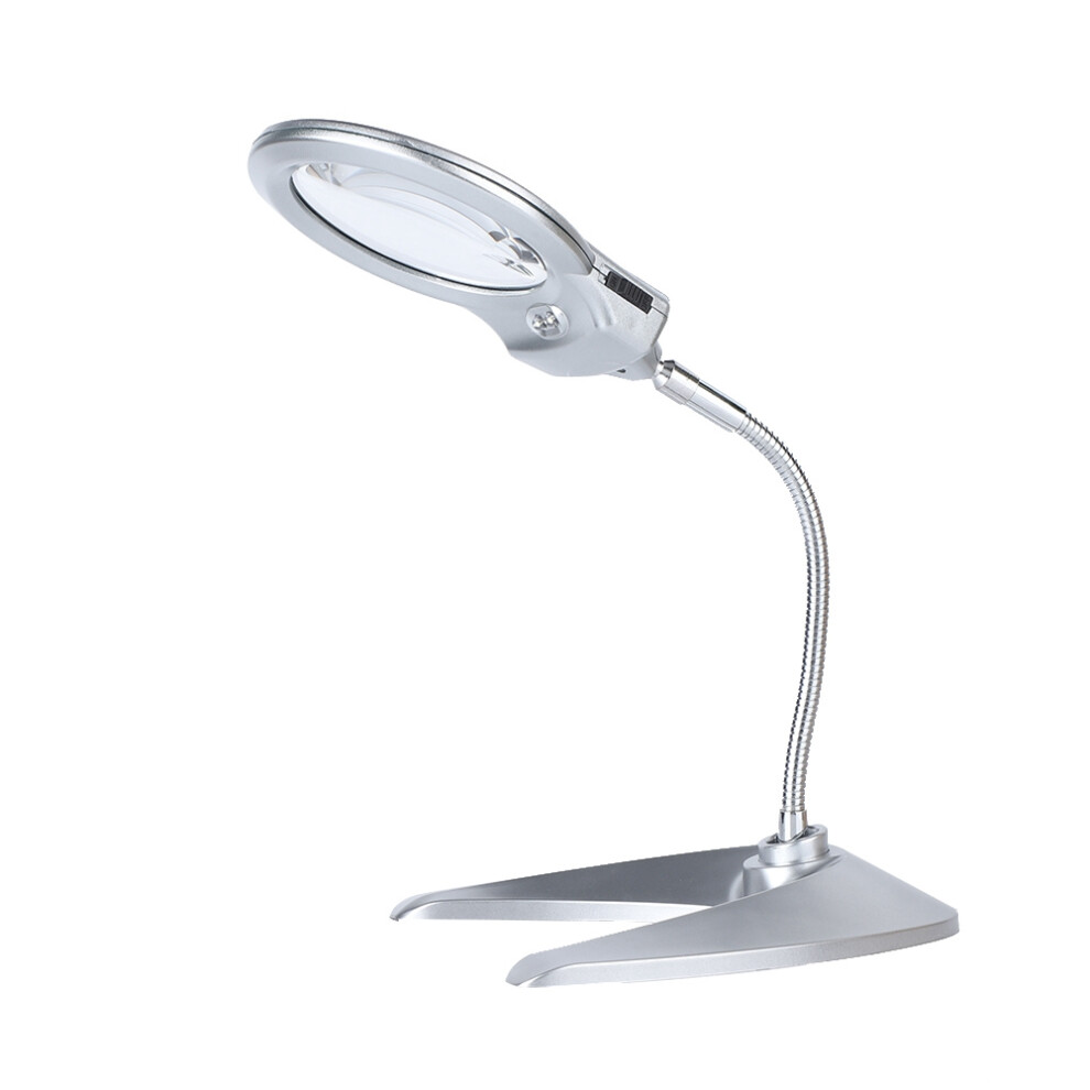 Hands Free Magnifying Glass For Detailed Work, Desktop Magnifier With Flexible Positioning And Bright LED Lights, Bendable Neck Adjustable Height