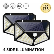 Applique solari ultra luminose, illuminazione ad ampio angolo, 100 LED con pannelli solari efficienti per garage, giardino, patio, confezione da 2