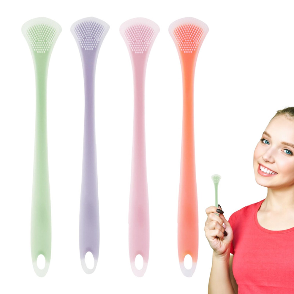 Tongue cleaners for fresher breath, tongue scrapers for teens and adults, 4 pieces