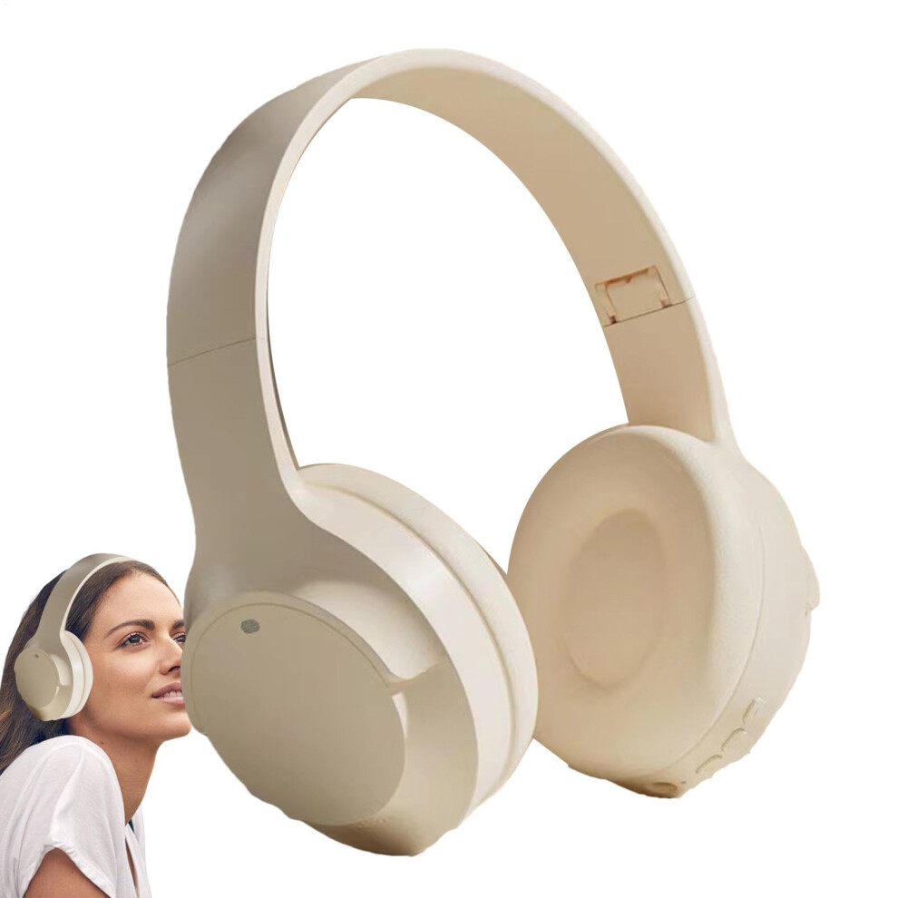 Noise Cancelling Headphones Foldable Overear Bluetooth Wireless Builtin Microphone And Controls 10M Range Beige 9412369175038
