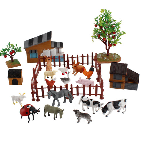 2Sets Assorted Color Miniature Farm Figurines Durable DIY Toy Set 1