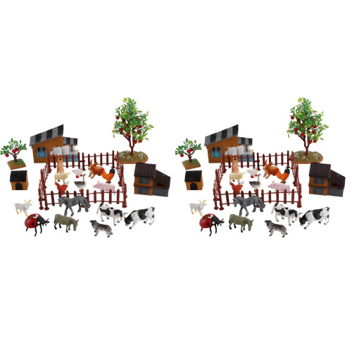 2Sets Assorted Color Miniature Farm Figurines Durable DIY Toy Set 2