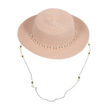 1Stk Modischer Pinker Sun Hat Papierstroh Für Reisen Strand