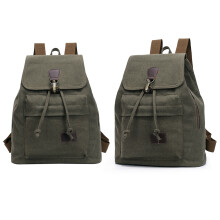 Damen Rucksack Canvas Grün Schultertasche Verstellbar Langlebig