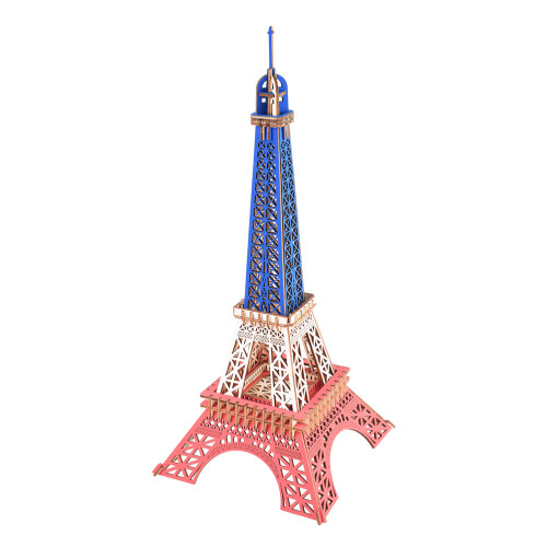 2 Piezas Madera Torre Eiffel Tricolor 3D Educativo
