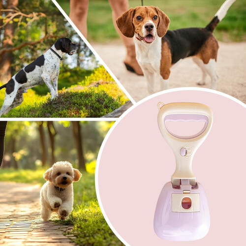 Pet Pooper Scooper with Builtin Storage Bag, Ergonomic Handle, Purple 2