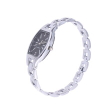 2Pcs Noble Simple Elegant Woman Quartz Wristwatch (Silver Black-Faced)