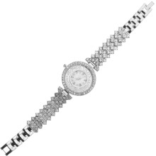 Women's Vintage Watch Silver Alloy Rhinestone 1set 7.9x1.4in