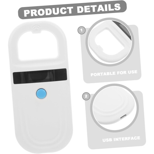 Animal Tag Reader, Animal Handheld Reader, Cat Microchip Scanner, Scanner Pen, Document Scanner, Microchip Scanner, Animal ID Scanner, Plastic White 1