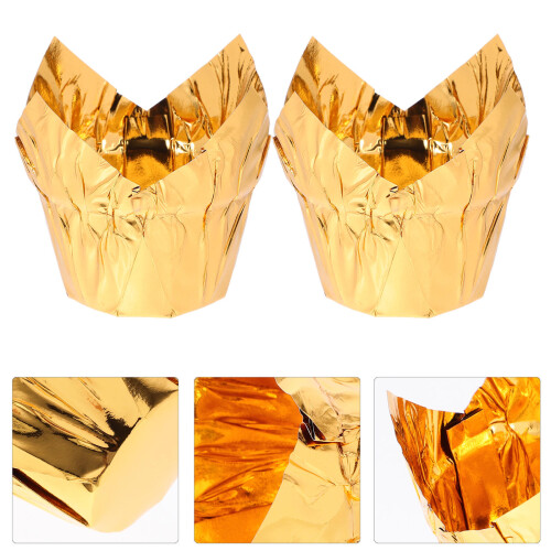 50 Pezzi Per Torta Cartine Cupcake Muffin Oro 1