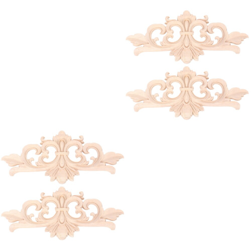 Solid Wood Onlay Applique Patterns For Wall Decoration 4pcs 2