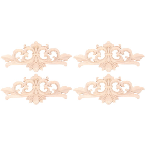 Solid Wood Onlay Applique Patterns For Wall Decoration 4pcs 1