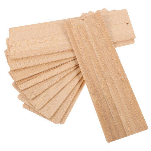 20 Pcs Unfinished Bamboo Bookmarks Rectangular Cutouts Crafts