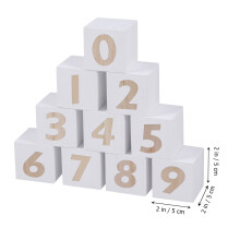 20 Pcs 5cm Natural Wood Number 0-9 Cubes Counting Toy For Kids