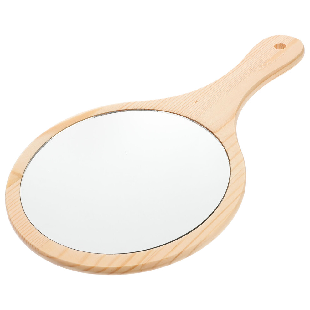 Happyyami 2Pcs Wooden Handle Mirror Miss Makeup Tools Carry