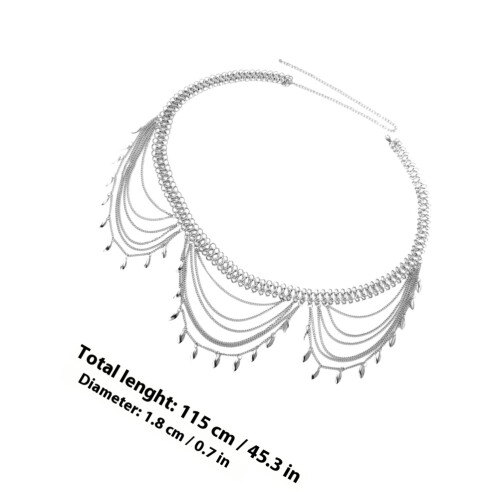 Body Chain Prata Metal Com Folhas - Para 1