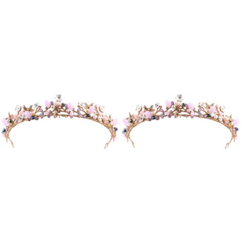2 Unidades Faixa De Para Noiva Com Flor De Cristal Rosa 1