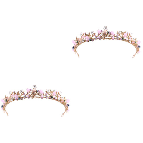 2 Unidades Faixa De Para Noiva Com Flor De Cristal Rosa 2