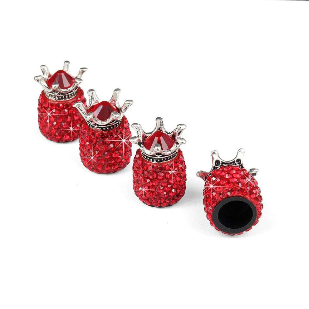 Tire Valve Cap 4 Pack Bling Diamond Crown Rhinestone Abs Clay Wheel Caps For Car Tyre Stem Red 9426802320749
