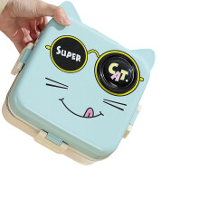 Kids Lunch Box Stainless Steel Compartment-Cat in sunglasses