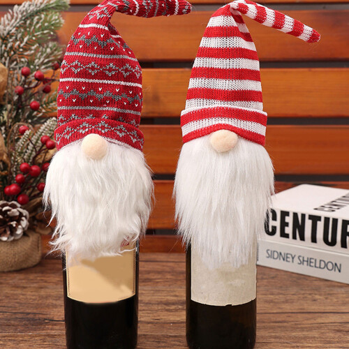 Holiday Wine Bottle Cover Santa Design User Friendly-Light Grey 2