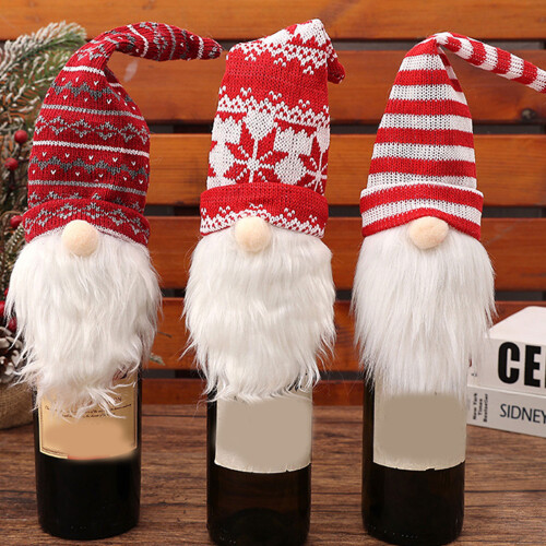 Holiday Wine Bottle Cover Santa Design User Friendly-Light Grey 1