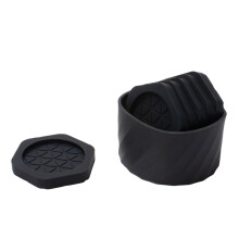 Hexagonal Coaster Mats For Hot Drink Antiskid Bottom And-Black