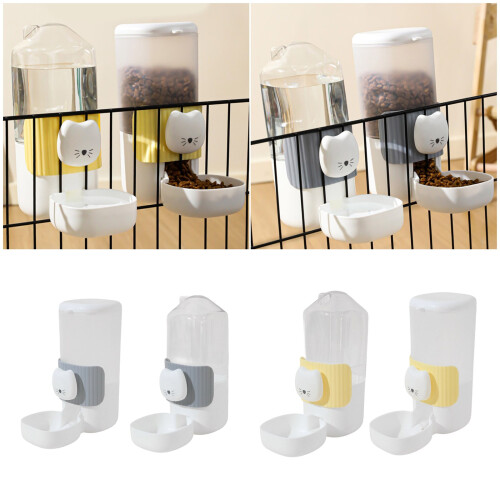 Automatic Hanging Pet Feeders Water Dispenser With-Yellow 2