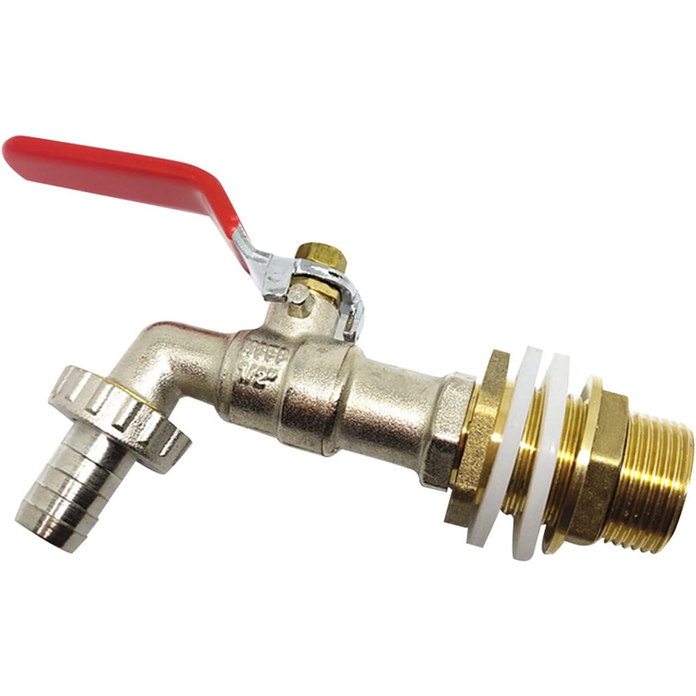 Quick Connect Faucet For Ibc Tanks, S60x6 To 1/2" Brass Hose Adapter With Barb Connector, Acid And Alkali Resistant Ibc Tank Adapter For Chemical And 9074015942496